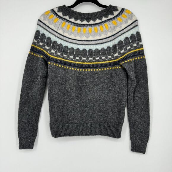 Gap Circular Fair Isle‎ Mohair Sweater XS Charcoal Heather Gray - Picture 7 of 9